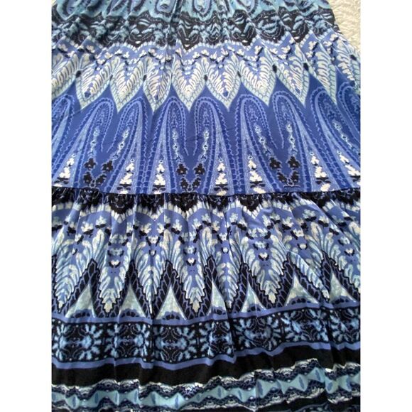 Saint John’s Bay Maxi Skirt Blue Geometric Design Pull On Boho Size PS - Picture 7 of 9